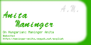 anita maninger business card